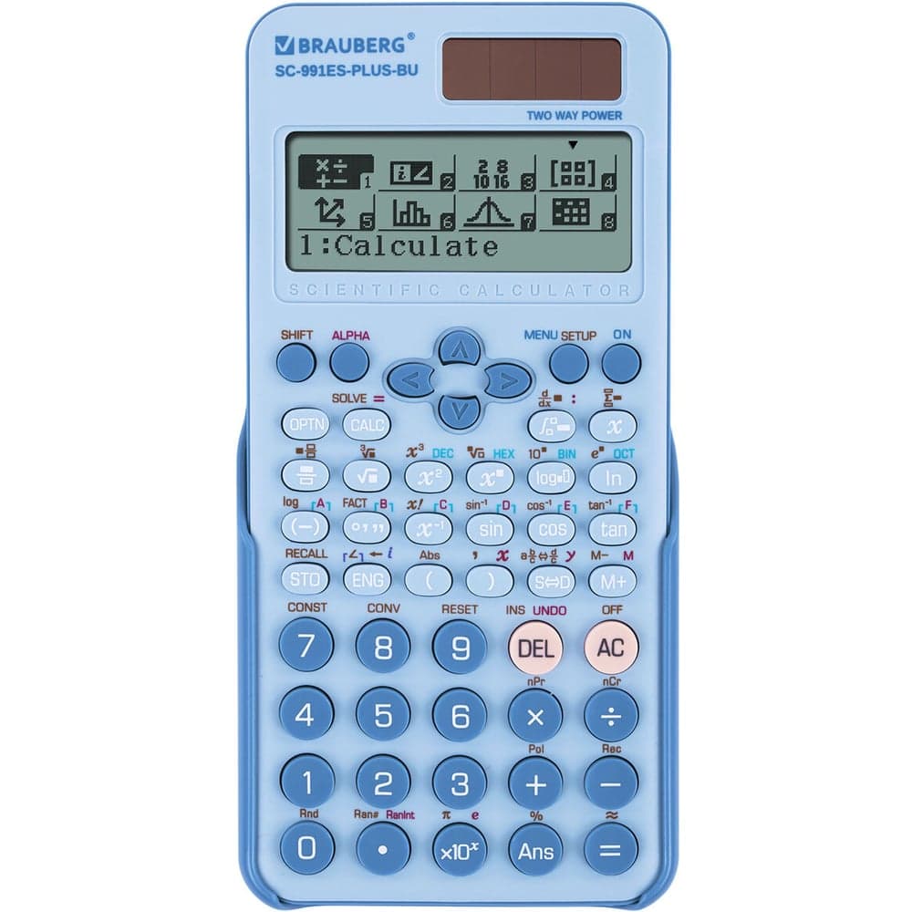 Калькулятор инженерный BRAUBERG SC-991ES-PLUS-BU (164x80 мм) 552 функций, 10+2 разр., голубой 272653