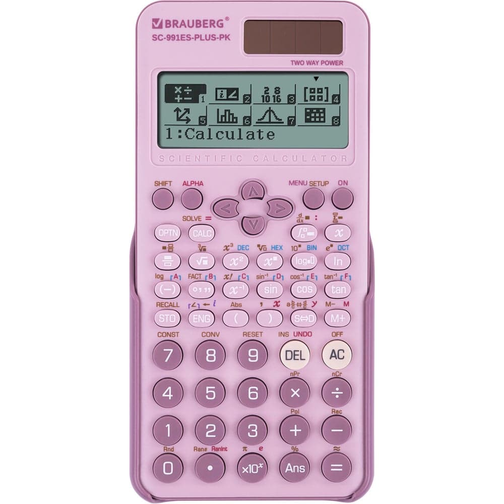 Калькулятор инженерный BRAUBERG SC-991ES-PLUS-PK (164x80 мм) 552 функций, 10+2 разр., розовый 272654
