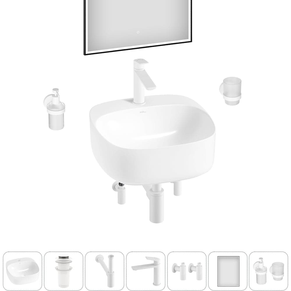 Набор Wellsee 7 в 1 Ideal накладная раковина 42x42 см 326901000, 18 20218682R