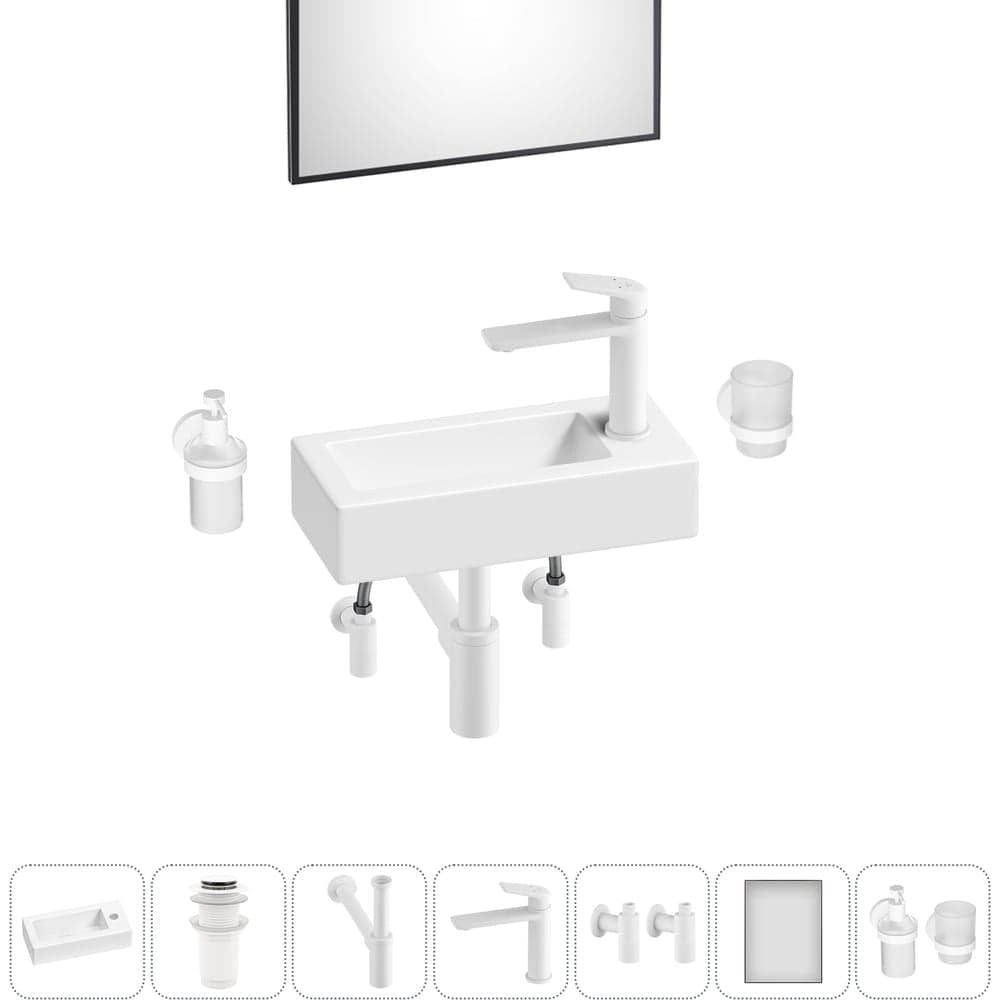 Комплект Wellsee 7 в 1 Lavinia Boho Bathroom Sink накладная/подвесная раковина 37x18 см 20219520R