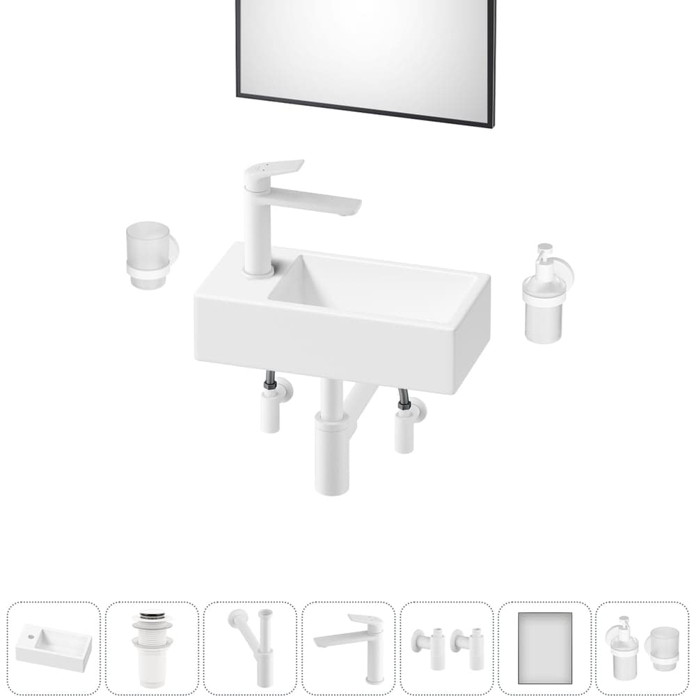 Комплект Wellsee 7 в 1 Lavinia Boho Bathroom Sink накладная/подвесная раковина 40x20 см 20219590R