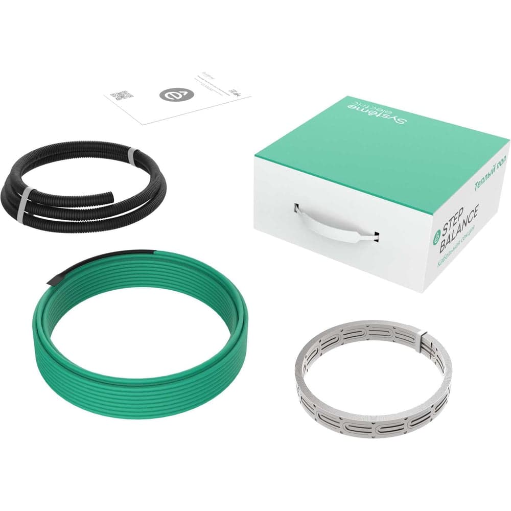 Теплый пол кабельная секция Systeme Electric STEP BALANCE, 18 Вт/м, 252 Вт, 14 м, S м²:1-1,8. Шаг, см: 7-12 5 SBC018014
