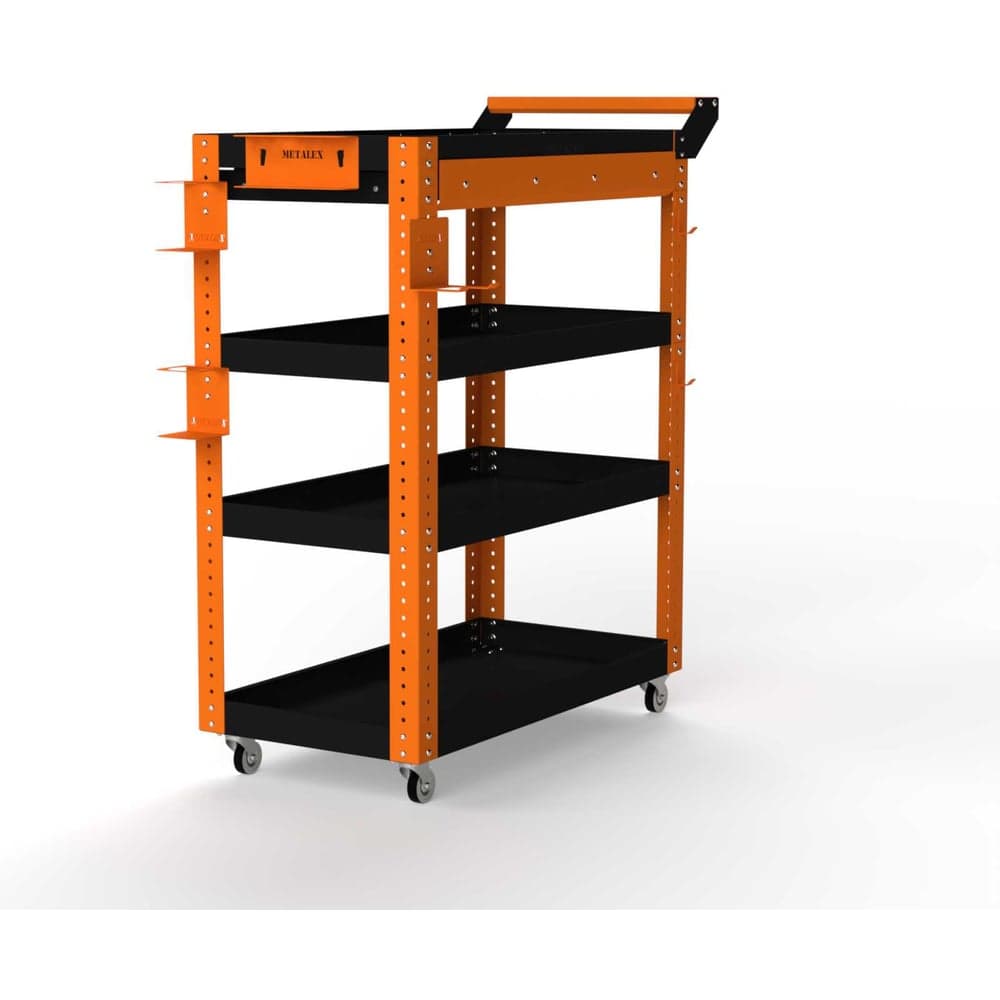 Тележка инструментальная ООО Металекс Metalex Тип 1А, 900x400x950, 4 полки, оранжево-черный 118657