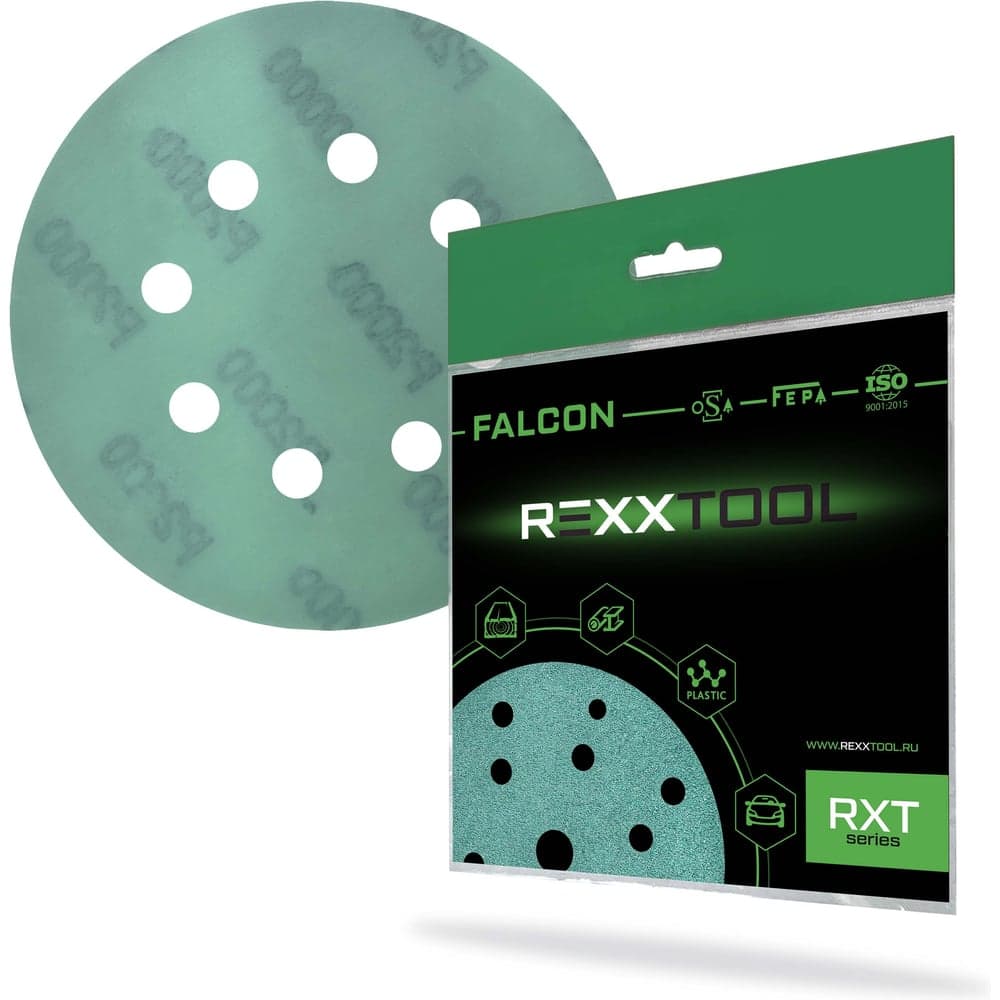 Шлифовальный круг абразивный на липучке REXXTOOL FALCON 125мм, 8 отв., 10 штук, P2000 RXT-FALCON-125-8-2000