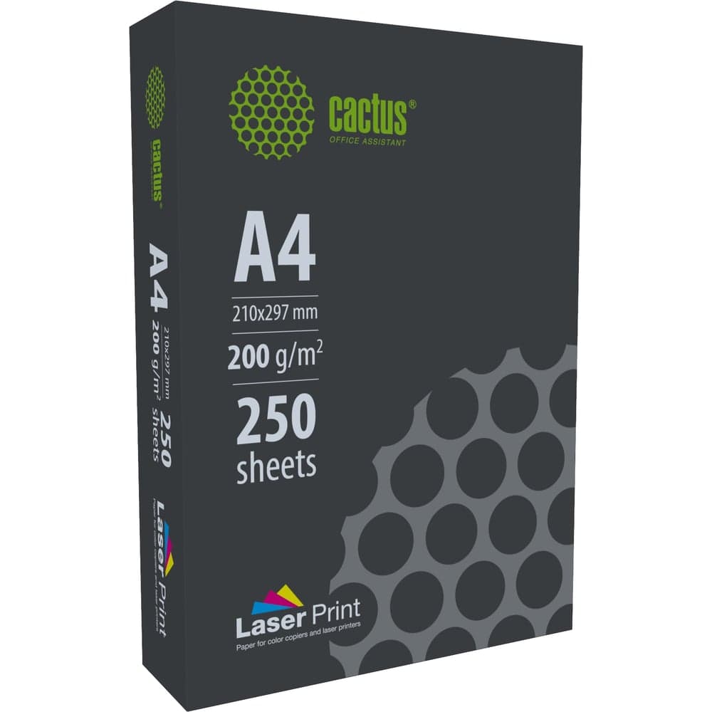 Бумага Cactus CS-LPA4200250 A4/200г/м2/250л./белый, CIE170% для лазерной печати 2079944