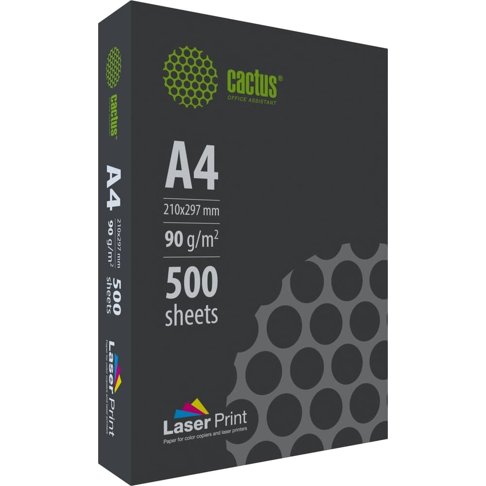 Бумага Cactus CS-LPA490500 A4/90г/м2/500л./белый, CIE170% для лазерной печати 2077858