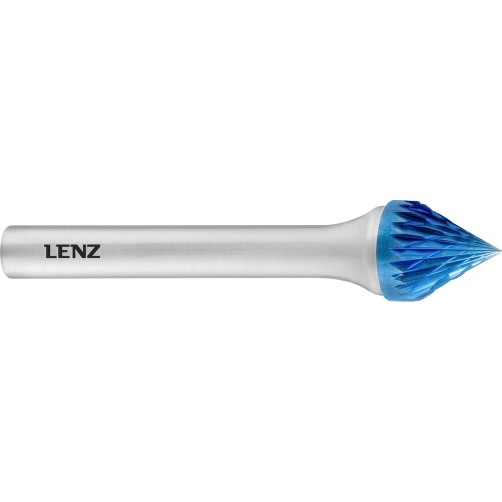 Бор-фреза по металлу твердосплавная LENZ форма J, зенкер 60 градусов, 20x17x6х65 мм, C3, с покрытием Blue LZBJ 035 C3