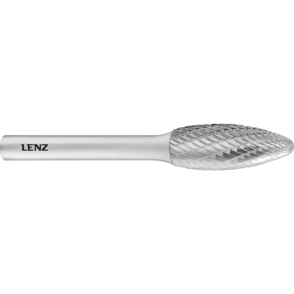 Бор-фреза по металлу твердосплавная LENZ форма H, язычок пламени, 16x36x6х82 мм, N3, без покрытия LZBH 035 N3