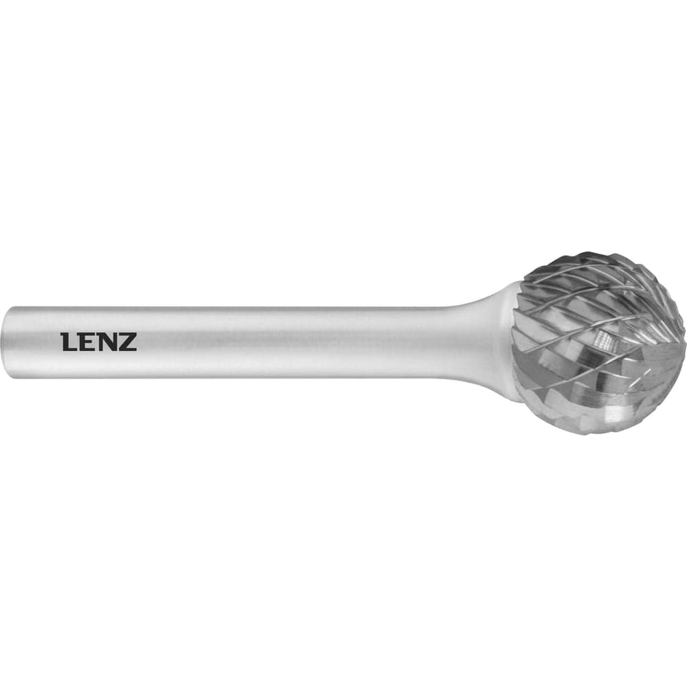 Бор-фреза по металлу твердосплавная LENZ форма D, сфера, 6x5,7x6х50 мм, N3, без покрытия LZBD 055 N3