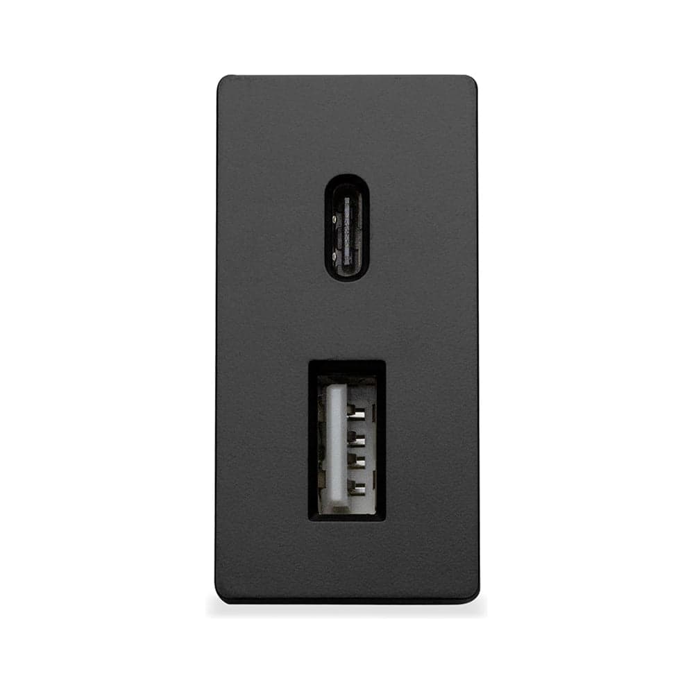 Розетка Vell черная, 1/2, USB A + USB С разъем, 4 А, 5 В, модуль, 1379007