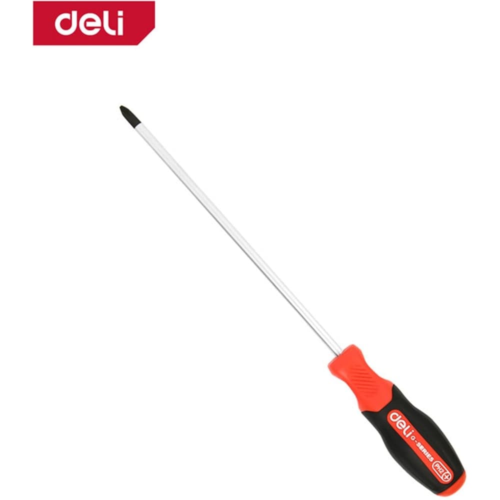 Крестовая отвертка DELI PH2x100мм, DL3460, сталь S2, магнит, прорезиненная рукоятка 180146