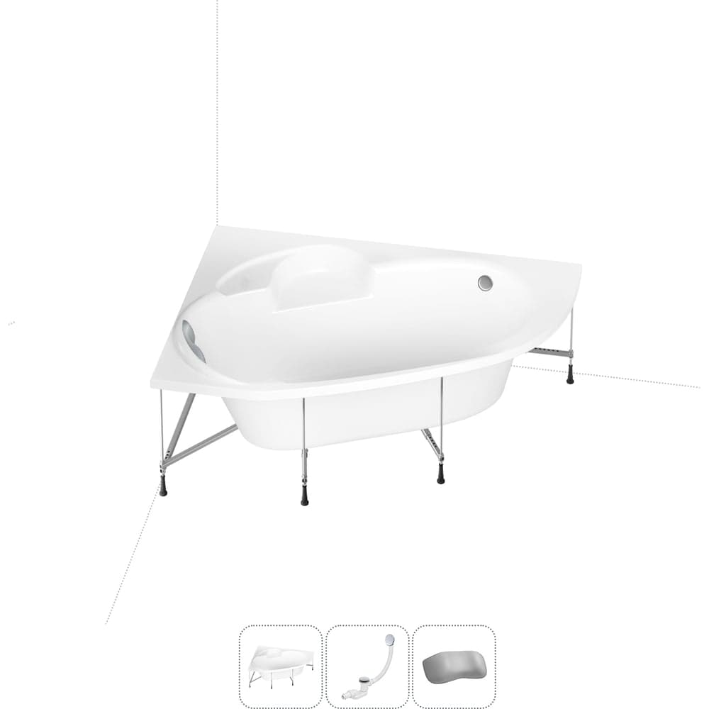 Акриловая ванна Lavinia Boho Bell Pro 20221013R в наборе 4 в 1: акриловая ванна, каркас, слив-перелив, подголовник (цвет набора хром)