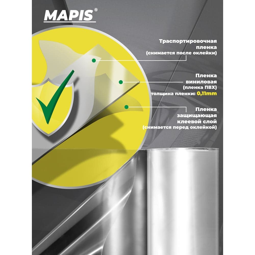 Пленка защитная для авто Mapis прозрачная (ПВХ) (0.30м х 3м) 96403