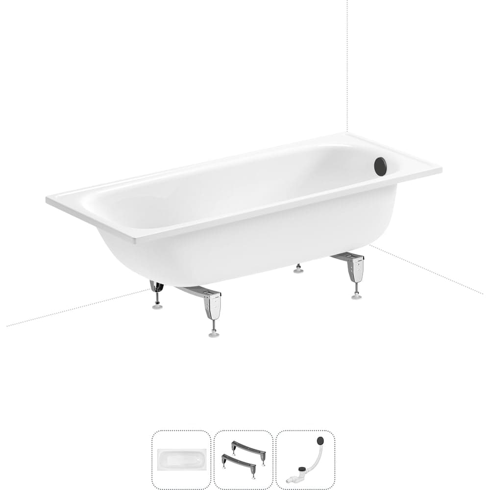 Комплект 3 в 1 Sanitana BLB Europa 2,2 стальная ванна 160x70 с ножками и сифоном 20220639R