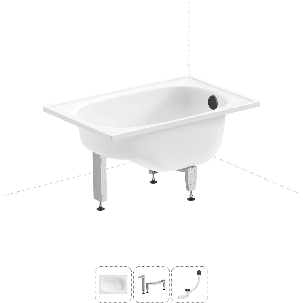 Комплект 3 в 1 Sanitana BLB Europa Mini стальная ванна 105x70 с ножками и сифоном (состои 20220543R