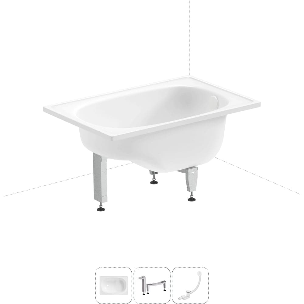 Комплект 3 в 1 Sanitana BLB Europa Mini стальная ванна 105x70 с ножками и сифоном (состои 20220542R