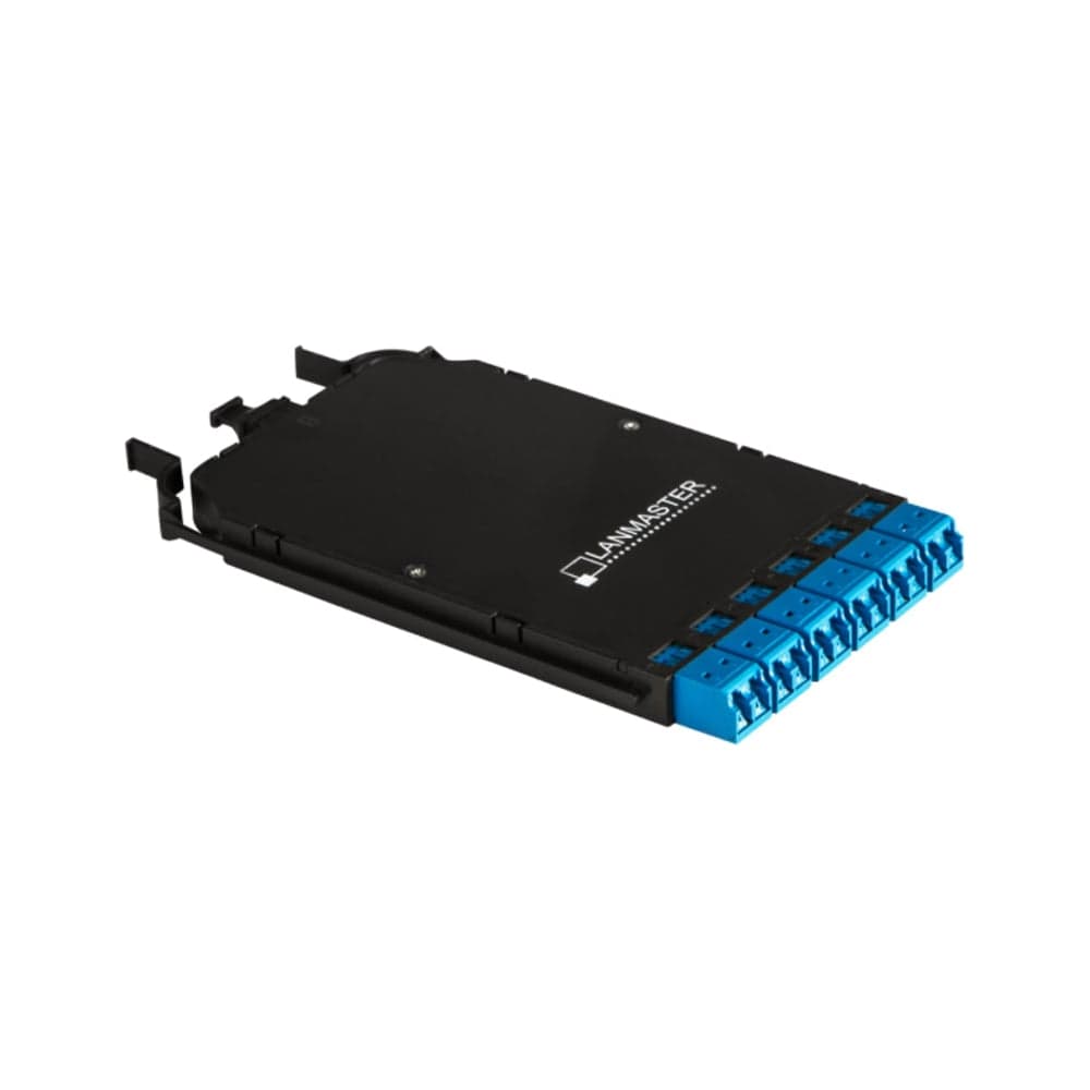 Компактная MPO кассета LANMASTER OS2, 12xLC, тип B, низкие потери, черная LAN-MCCB-1M-12LC/OS2