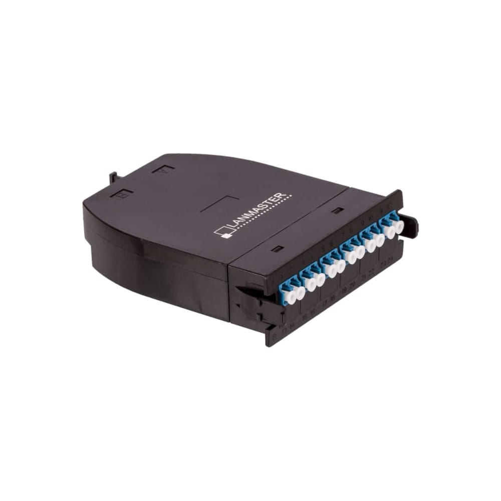 MPO кассета LANMASTER OS2, 12xLC, тип B, низкие потери, черная LAN-MCSB-1M-12LC/OS2