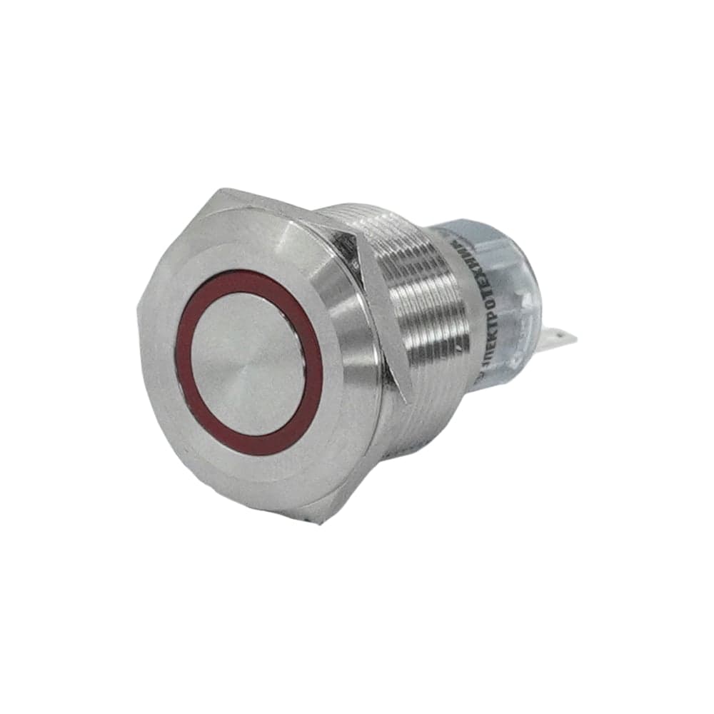 Электротехник GQ22-L-11E/R/S, металл, красный, 1C1NO1NC, цилиндр, d22мм, IP65, выключатель кнопочный ET020091
