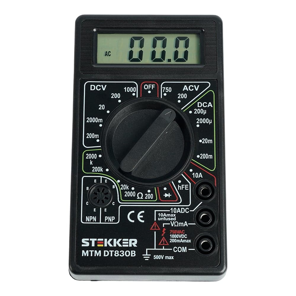 Мультиметр цифровой STEKKER MTM DT830B портативный,1999 отсчетов, батарея кро 49992