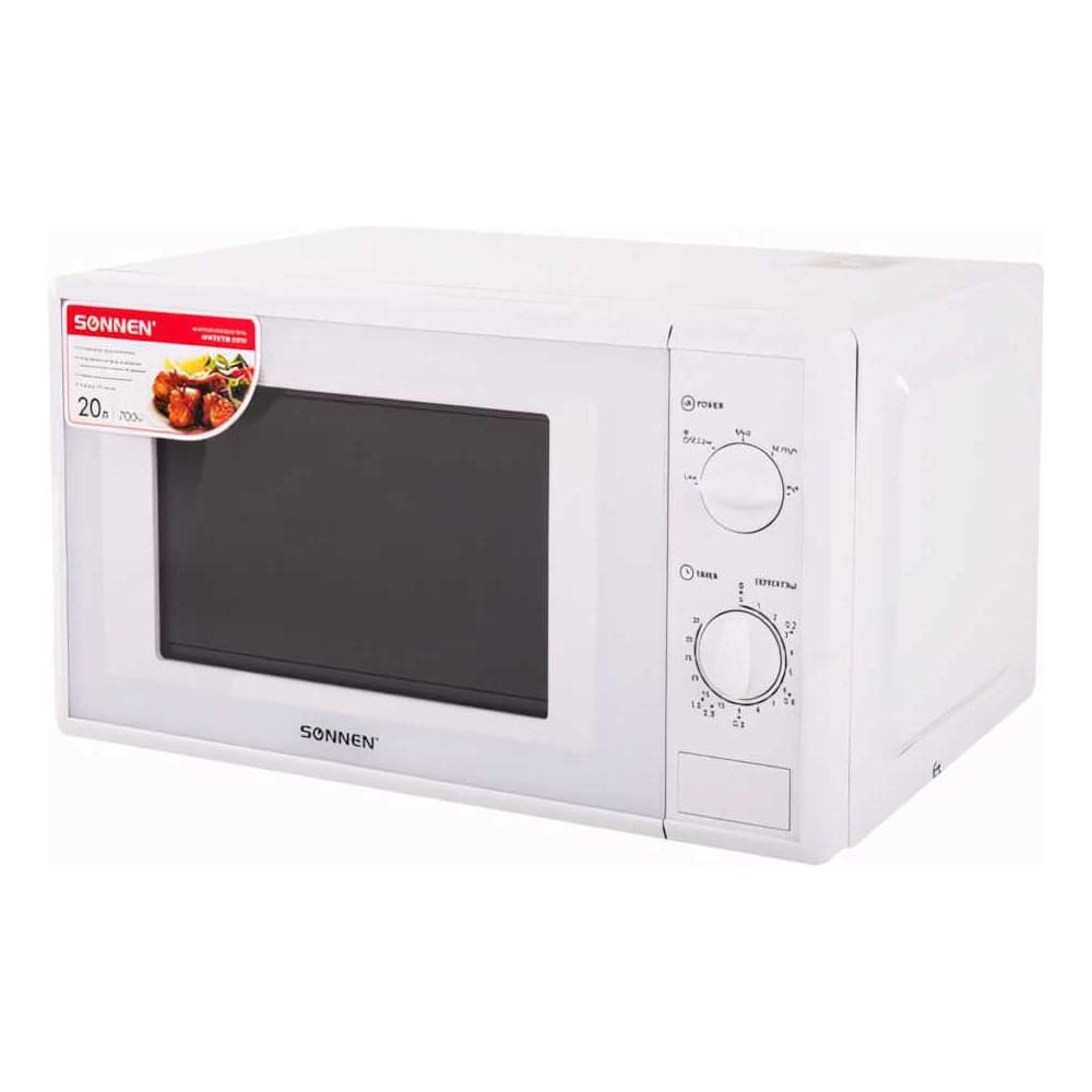 Микроволновая печь SONNEN MW2070B-5MW 20 л, 700 Вт, таймер, механическое управление, белая 454654