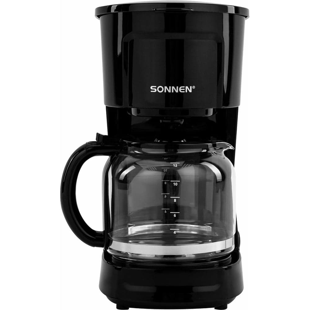 Кофеварка капельная SONNEN CM1095, 900Вт, объем 1,8л, подогрев кофе, черная, 456334