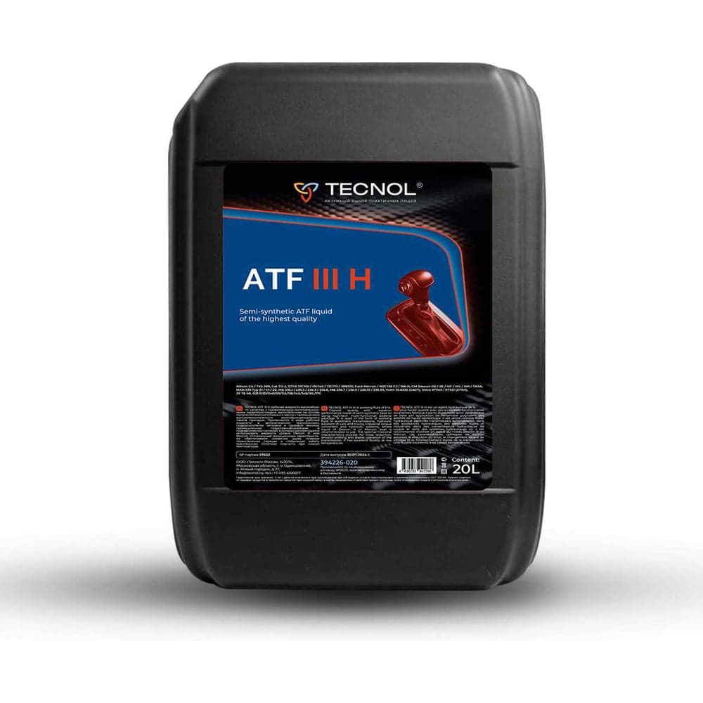 Высококачественная жидкость для автоматических трансмиссий TECNOL ATF III H, 20 л 394226-020