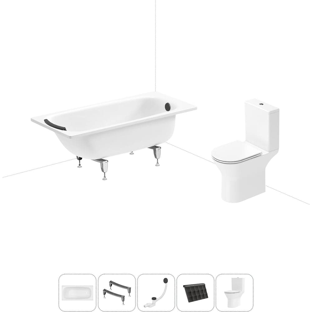 Комплект 5 в 1 Sanitana BLB Universal 3,5 стальная ванна 150x70 с напольным унитазом 20220695R