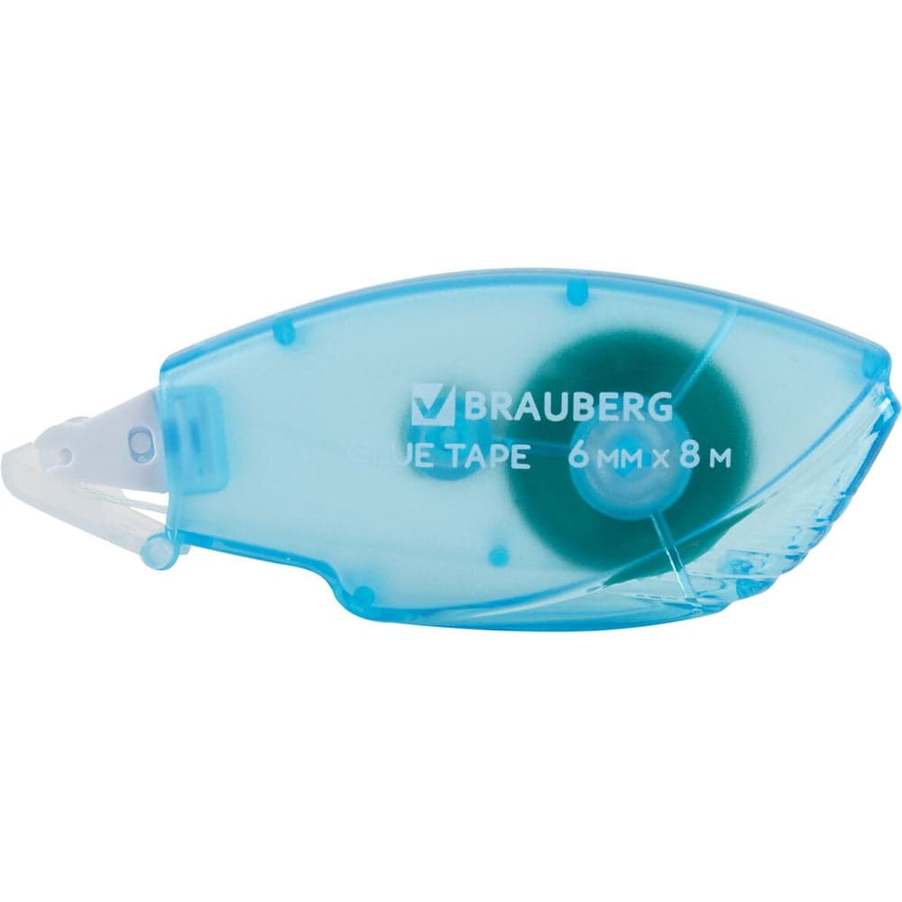 Клей-лента BRAUBERG STANDARD, комплект 12 шт, 6 мм х 8 м, корпус матовый голубой, блистер 273027