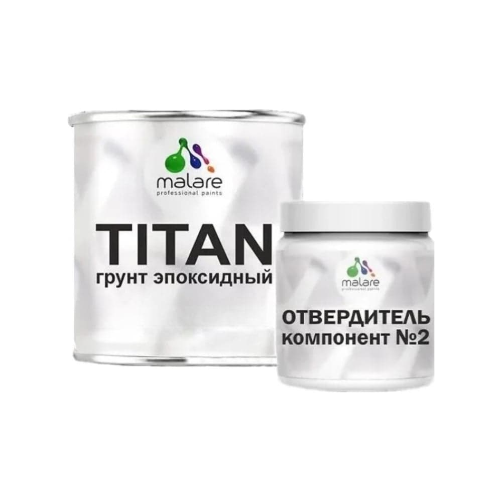 Грунт эпоксидный автогрунт для пластика MALARE 2К TITAN, двухкомпонентный адгезионный химстойкий, цвет белый RAL 9003, 1 кг + 0.1 кг отвердитель 4680868563815 ЭГАВТП9003Г0100