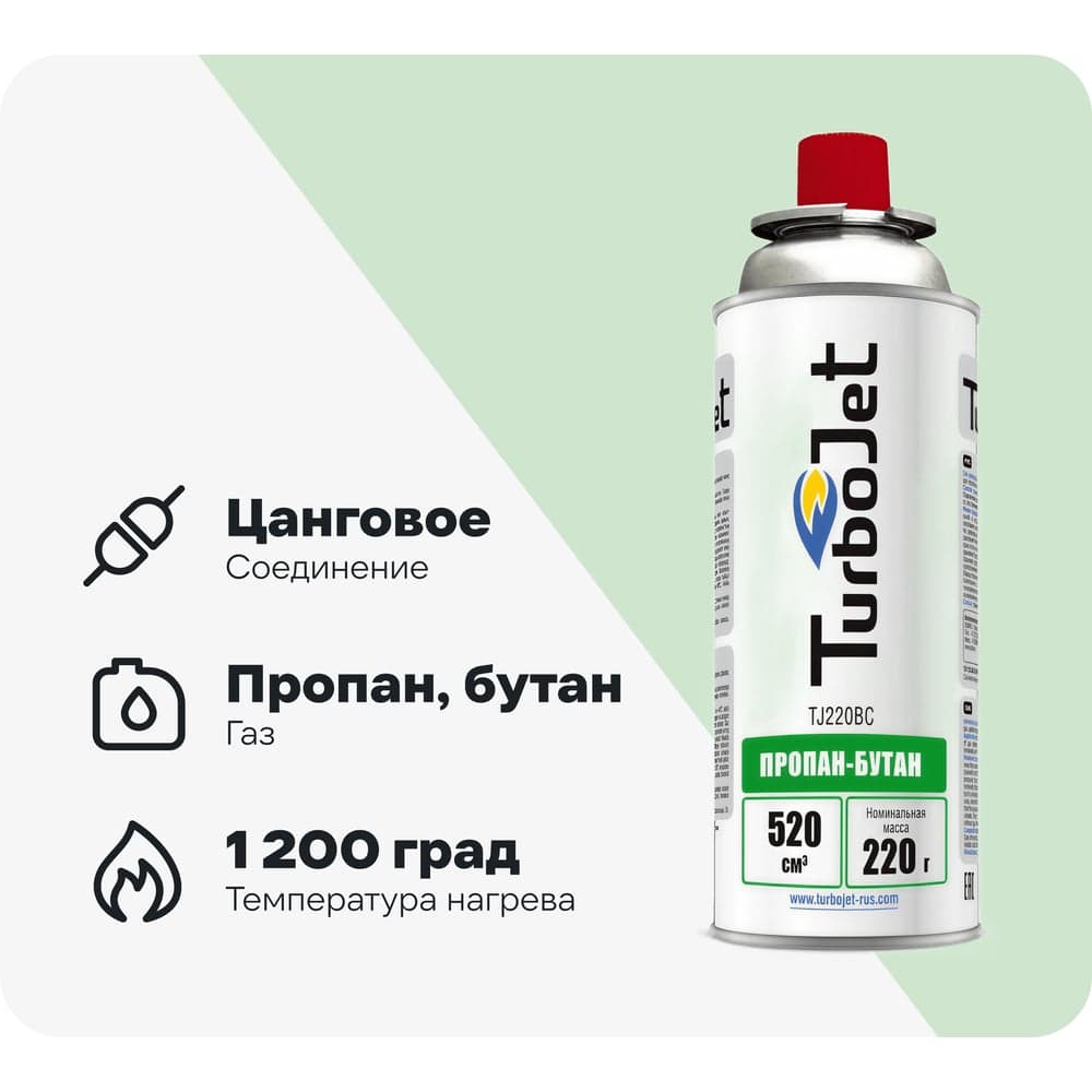 Газовый баллон Turbojet БУТАН 220 г, цанговый TJ220BC
