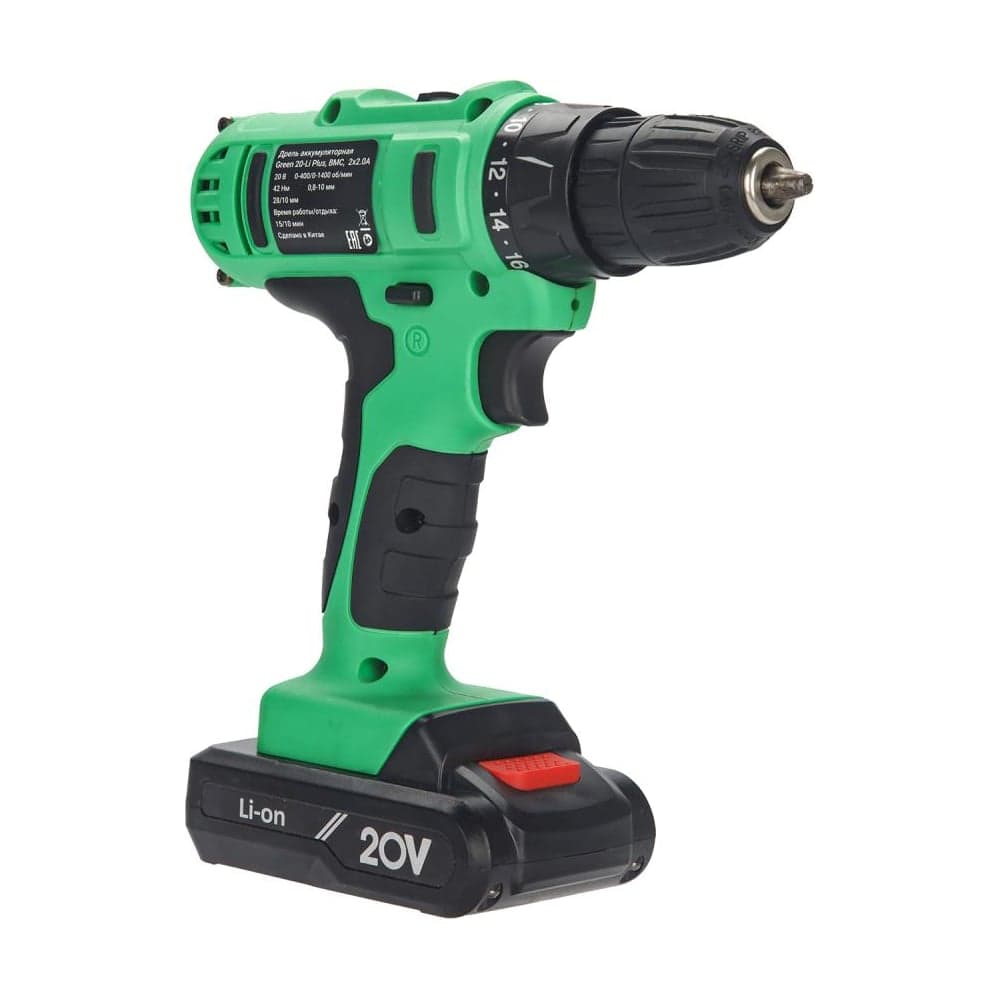Аккумуляторная дрель-шуруповерт Zitrek Green 20-Li Plus, 20В, 2x2.0 Ач 083-1115
