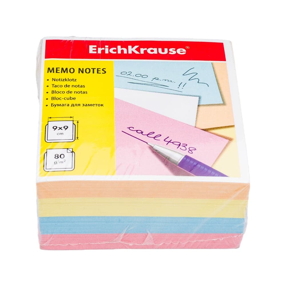 Бумага ErichKrause для заметок, 90x90x50 мм, 4 цвета 5139