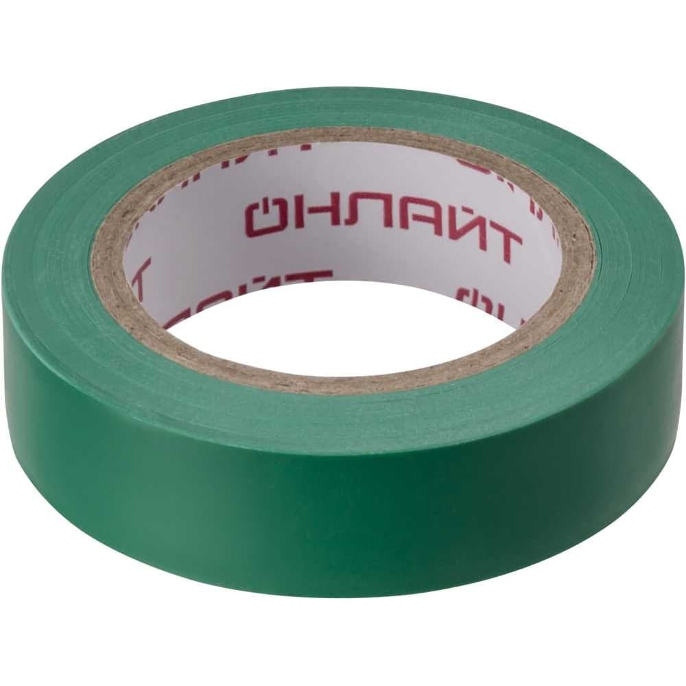 Изолента ОНЛАЙТ OIT-B15-10/G ПВХ, зеленая, Китай 61880