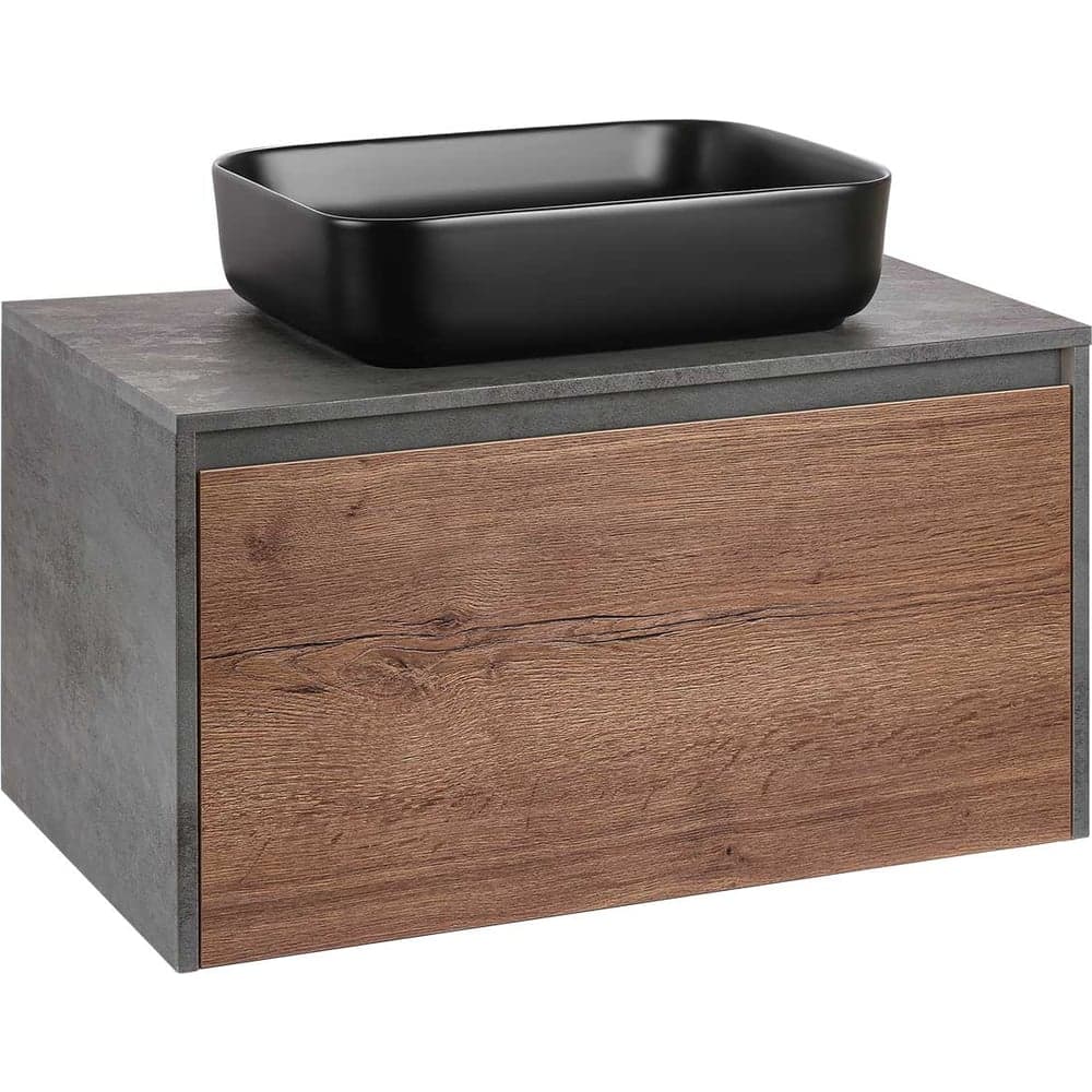 База под накладную раковину VINCEA Mesa 800 подвесная, 1 выкатной/1 скрытый ящик soft close, T.Oak + Beton VMC-2MS800TB
