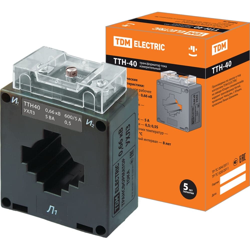 Трансформатор тока TDM ELECTRIC ТТН 40/600/5- 5VA/0,5-Р SQ1101-1096