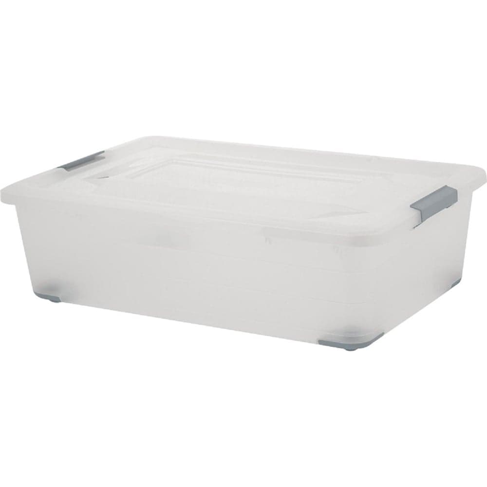Ящик PLAST TEAM п/п 565х385х168 25л, для хранения, с крышкой, на клипсах, цв. натуральный 38106