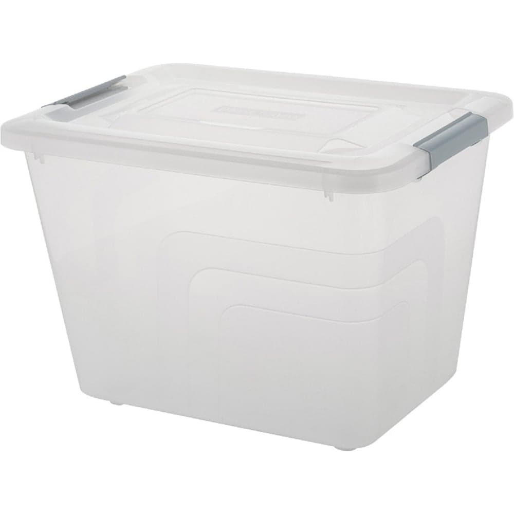 Ящик PLAST TEAM п/п 381х290х273 18л, для хранения, с крышкой, на клипсах, цв. натуральный 38105