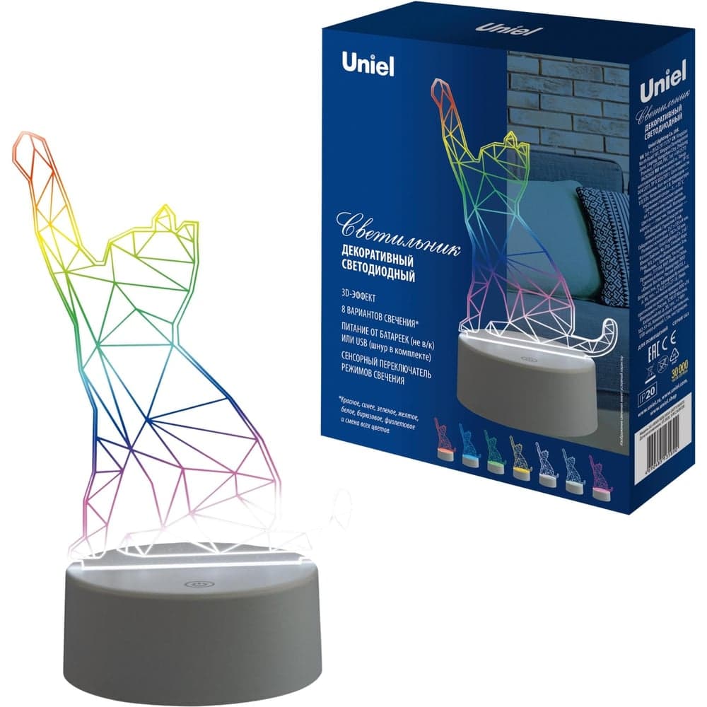 Декоративный светильник Uniel RGB 3AAA CATTY WHITE ULI-M501 UL-00007419