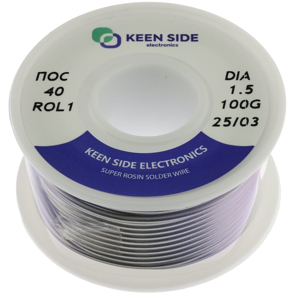 Припой KEEN SIDE Sn40/Pb60-d1.5-100g flux ROL1 ПОС 40 (упаковка 2 шт.) 192784