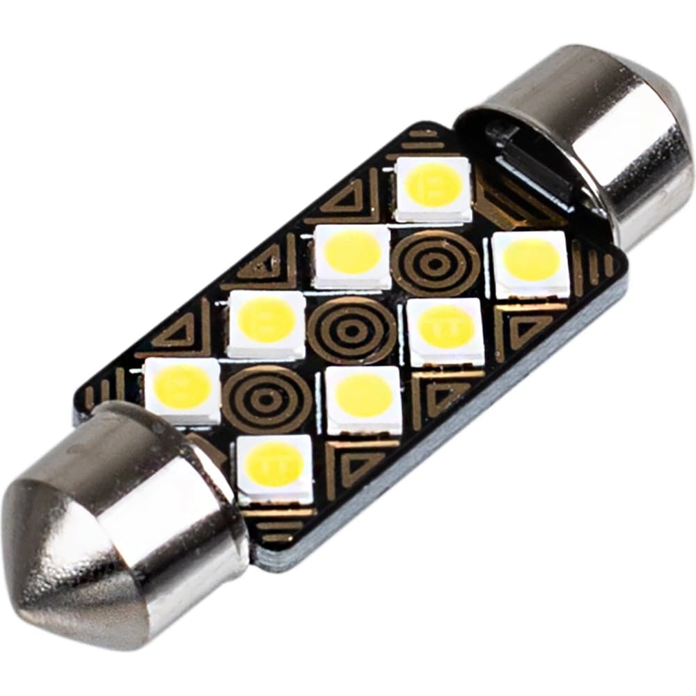 Автолампа диод SKYWAY CAN BUS T11 (C5W) 12V 8 SMD 1-контакт, 39 мм, биполярная, белая, комплект 2 шт, салон/номер S08201402/K