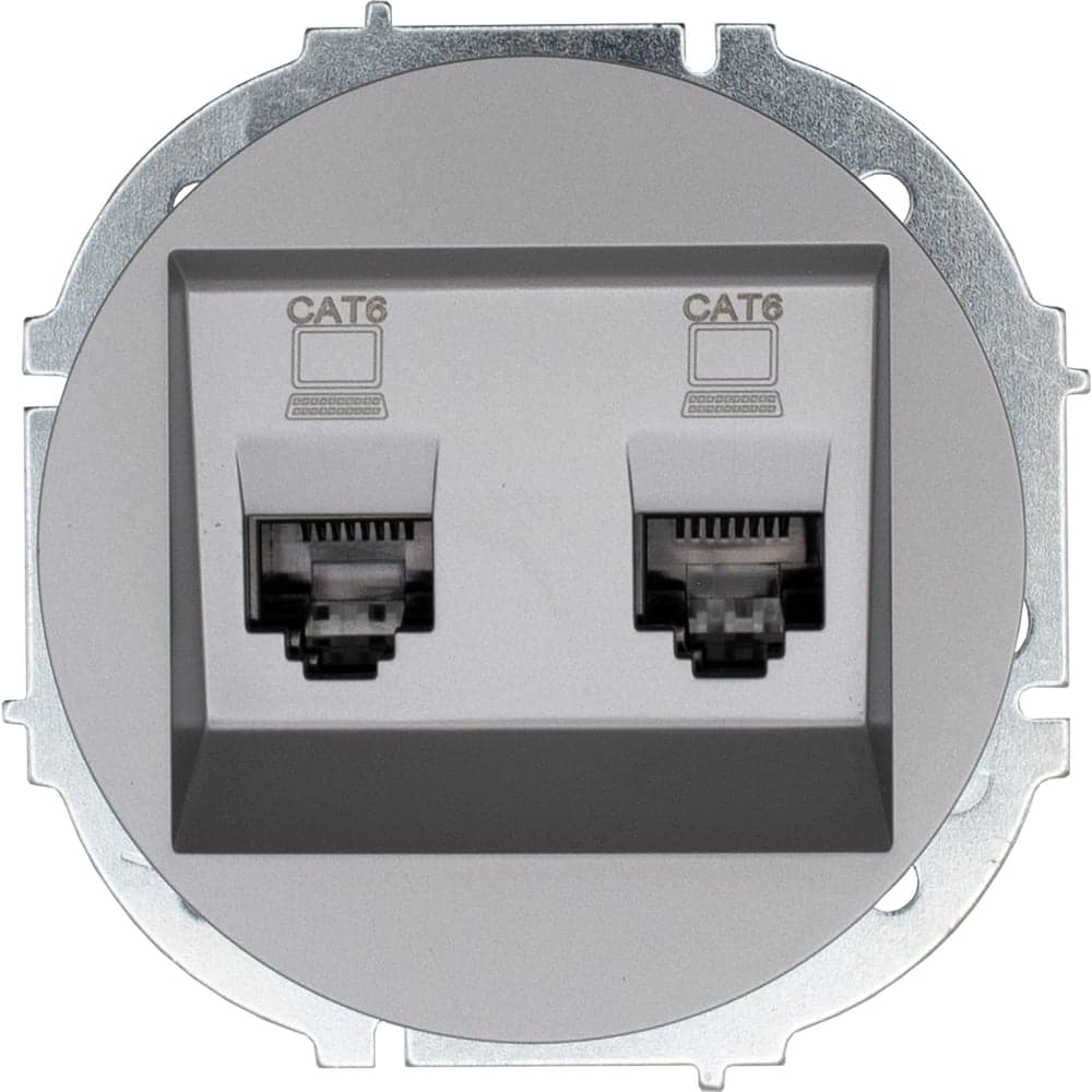 Розетка компьютерная двойная с модулем Cat 6 Lezard OSEN серый матовый 743-7488-142