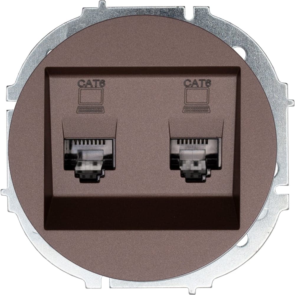 Розетка компьютерная двойная с модулем Cat 6 Lezard OSEN шоколад 743-7388-142