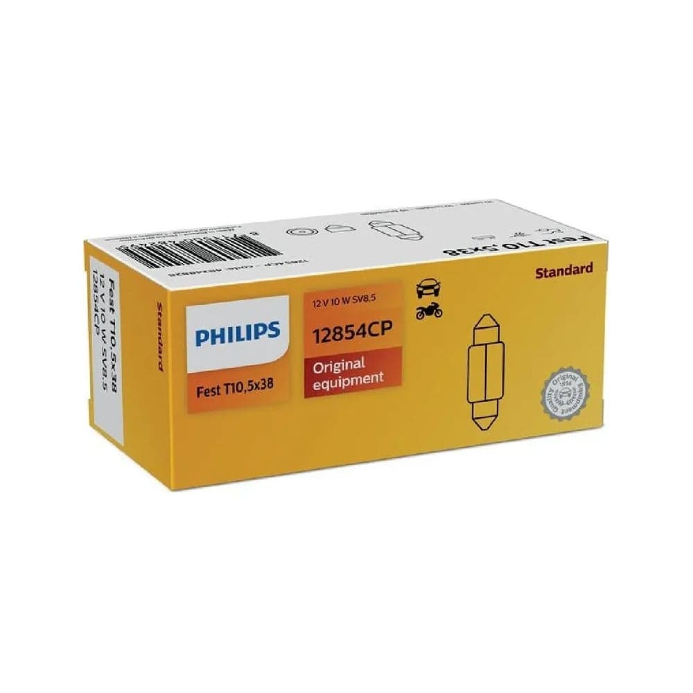 Лампа PHILIPS 10шт/упаковка, C10W 10W (SV8.5/8) 35мм 12v - 12854CP