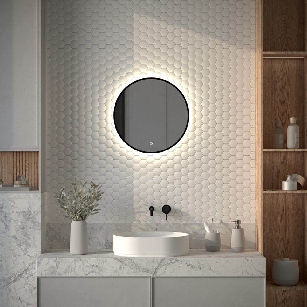 Зеркало с окантовкой и LED-подсветкой DEFESTO 12W, 50 см, Сенсорный выключатель, Нейтральный белый свет AURA DF 2982S