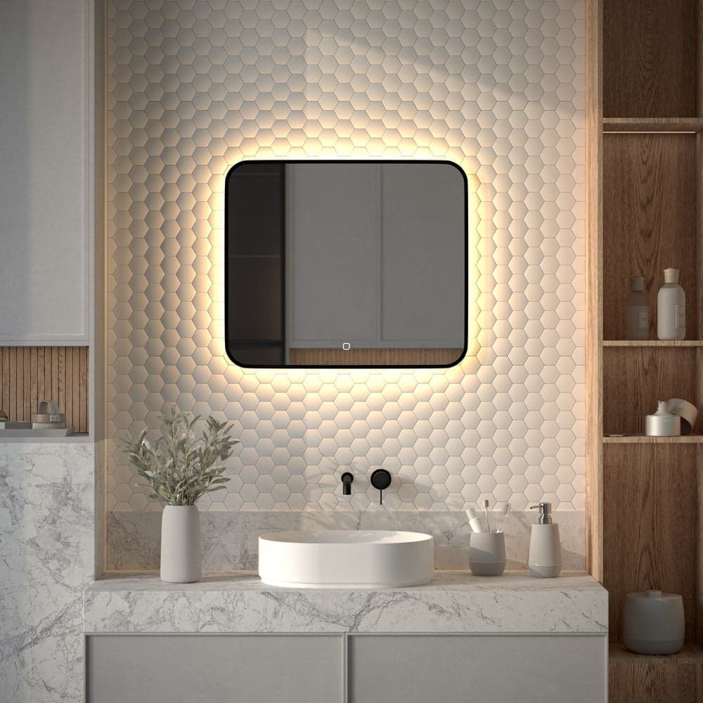 Зеркало с окантовкой и LED-подсветкой DEFESTO 23W, 70x60 см, Сенсорный выключатель, Теплый белый свет AURA DF 2976SH