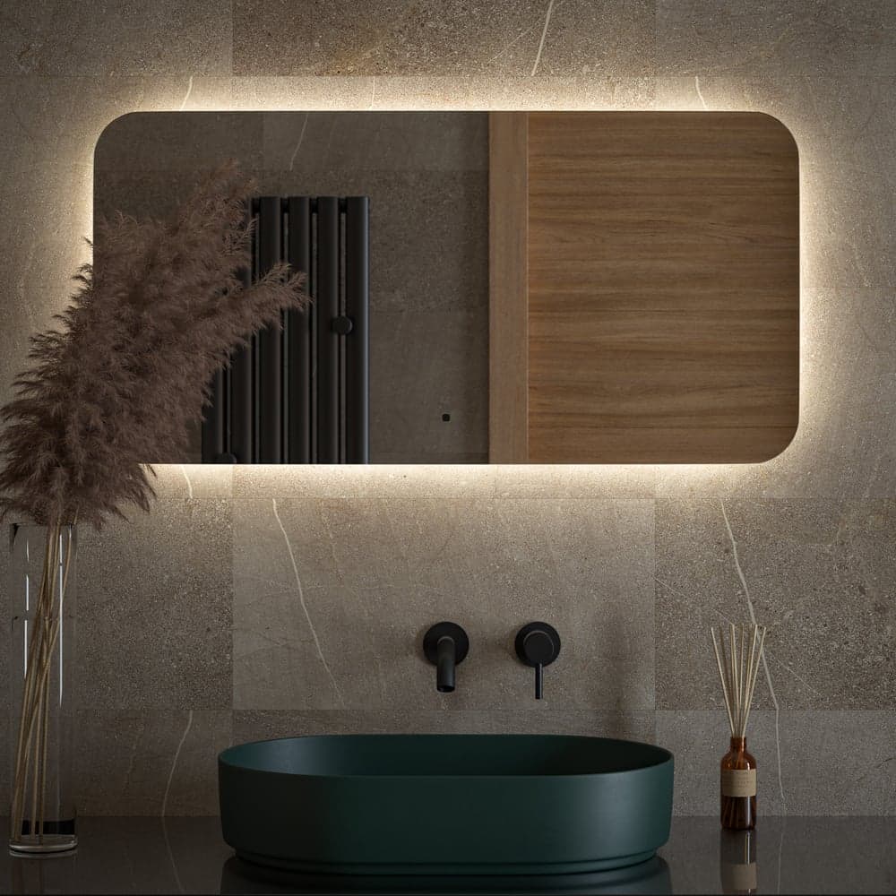Зеркало DEFESTO с LED-подсветкой 100x50 см ИК - выключатель, Нейтральный белый свет OPTI DF 2805RH