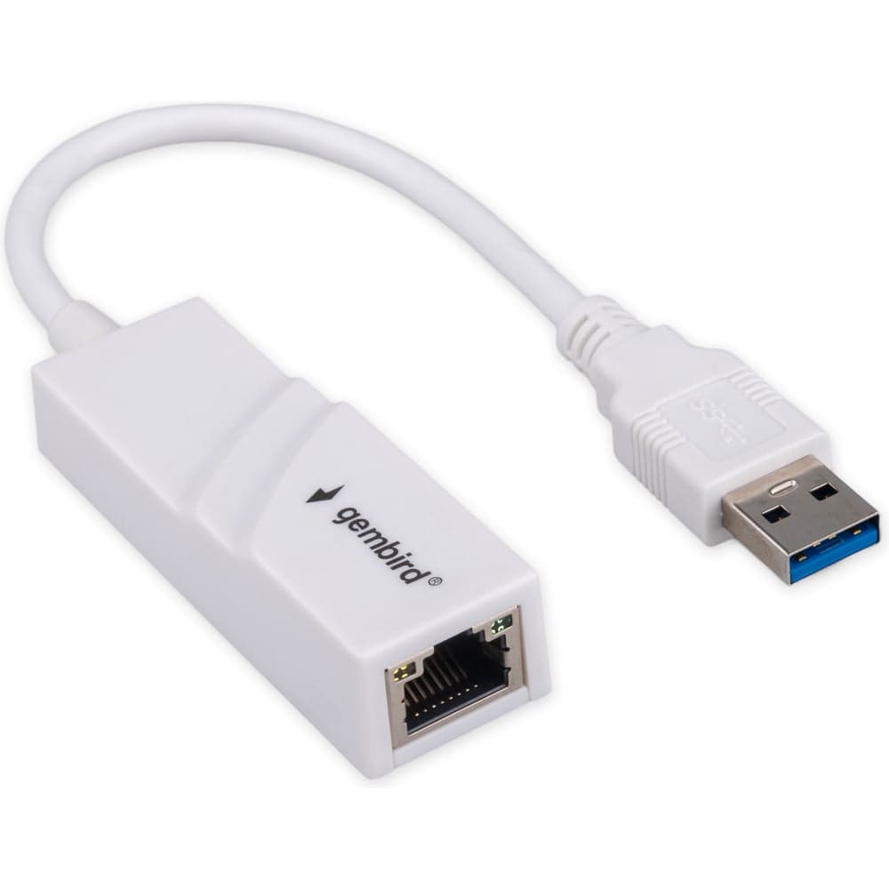 Сетевой адаптерGembird Ethernet USB 3.0 - Gigabit Ethernet adapter, пластик, белый, RTL8153, NIC-U11