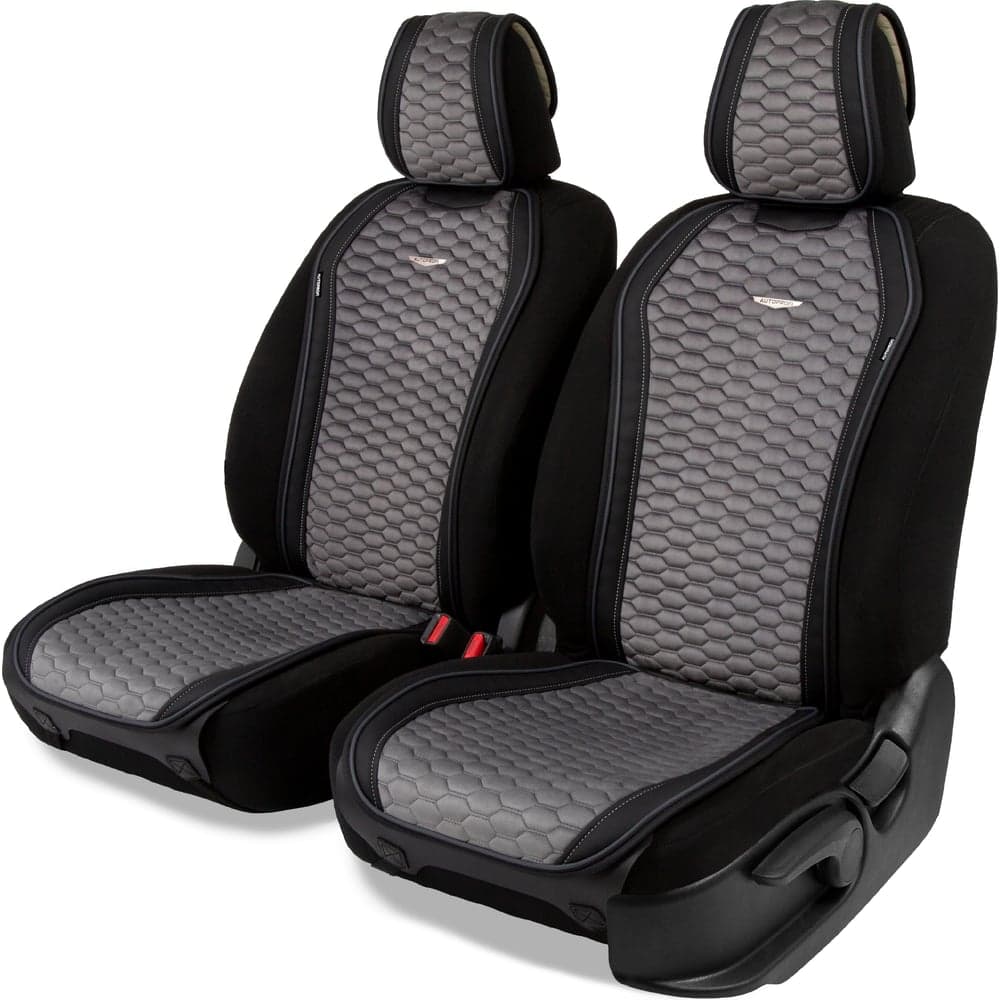 Накидки AUTOPROFI Designo, 2 шт, на передние сиденья, стёганая алькантара + эко-кожа, чёрн./т.серый DES-600 BK/D.GY