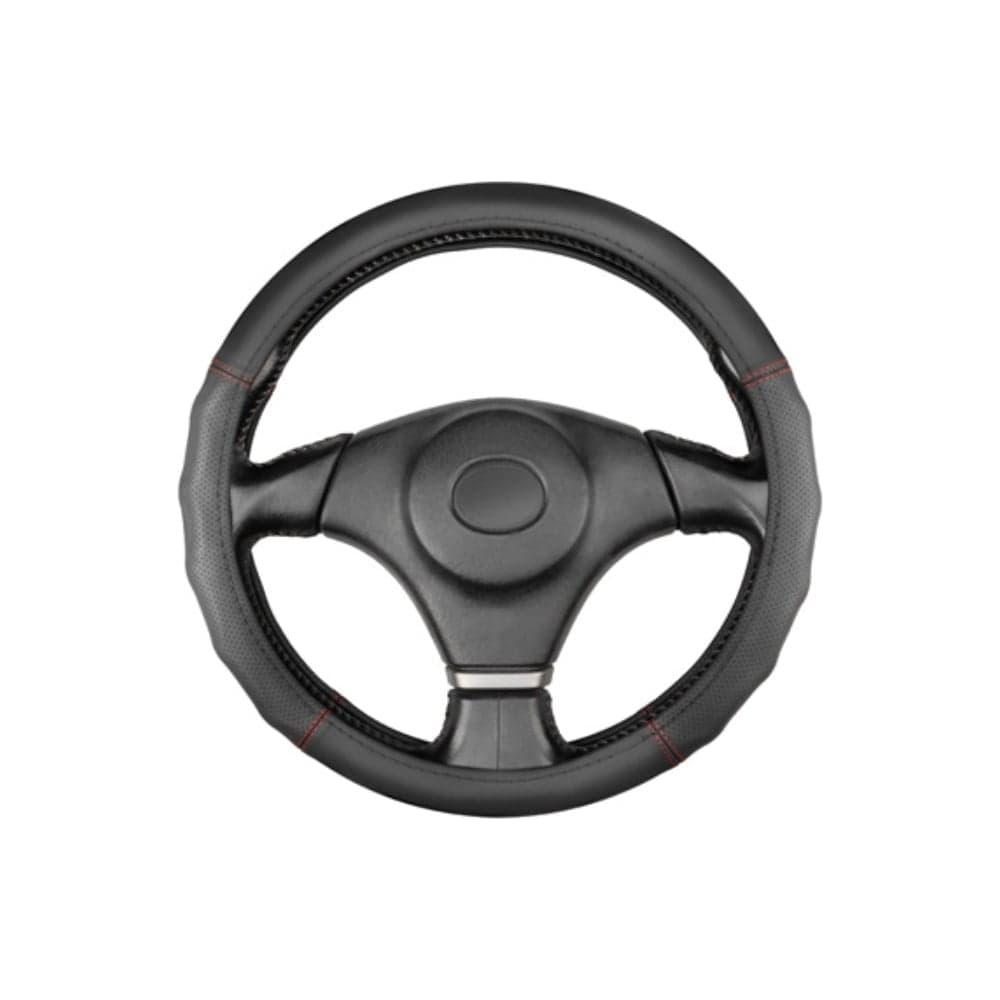 Оплетка SKYWAY кожаная L (39-41 см) Design Gorilla-5 Черная, красная строчка S01102566